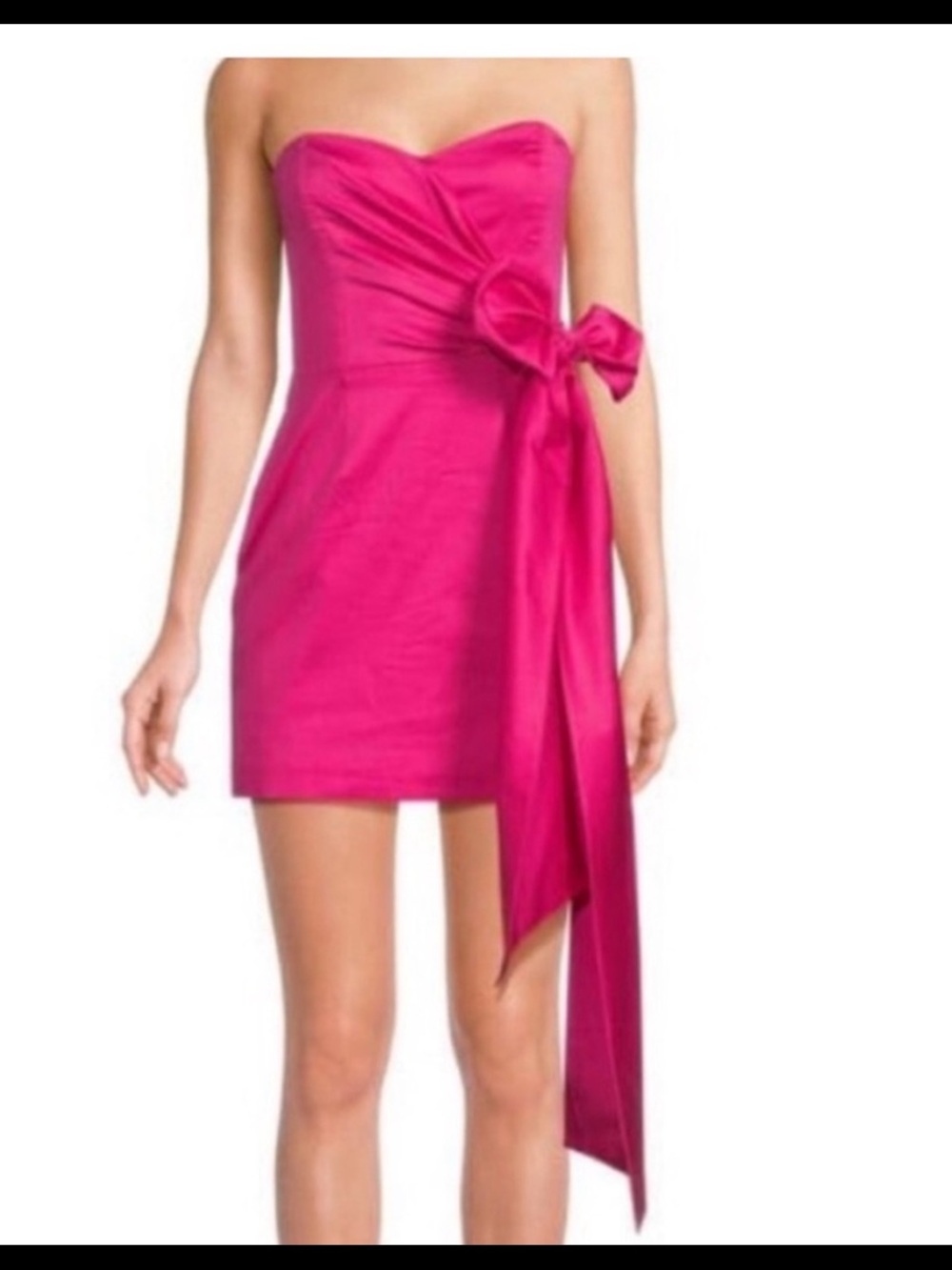 French Connection Strapless Hot Pink Bow Mini Dress